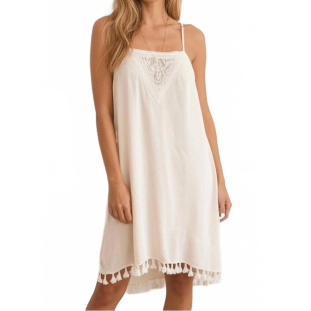 Jodifl women’s Strappy Tassel Beaded Mini Dress L